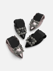 Helene Crystal Buckle Foldable Flats