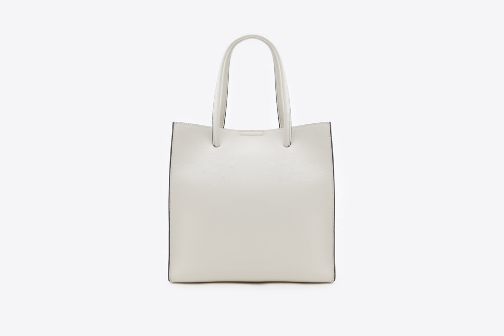 6175 BEIGE BOXY STRUCTURED TOTE BAG